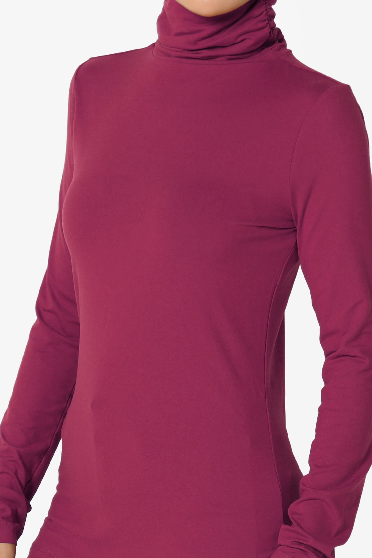 Viable Ruched Turtle Neck Long Sleeve Top WINE_5