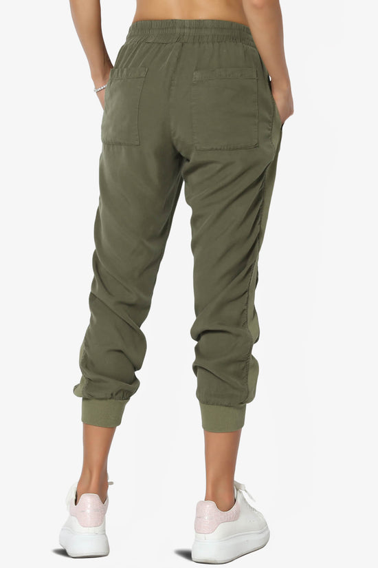 Wizen Washed Tencel Ribbed Jogger Pants OLIVE_2