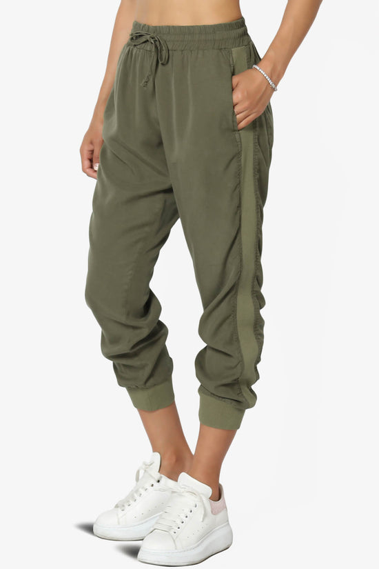 Wizen Washed Tencel Ribbed Jogger Pants OLIVE_3