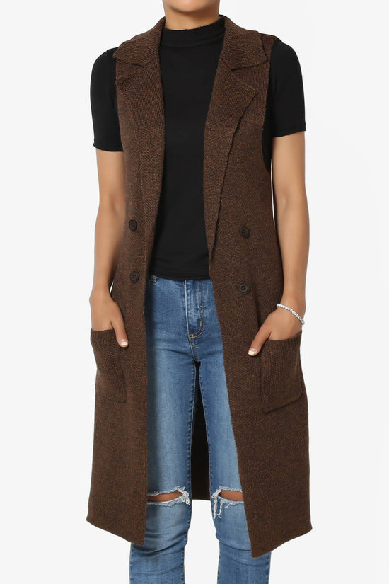 Load image into Gallery viewer, Yaro Sweater Knit Long Vest Gilet BROWN_1
