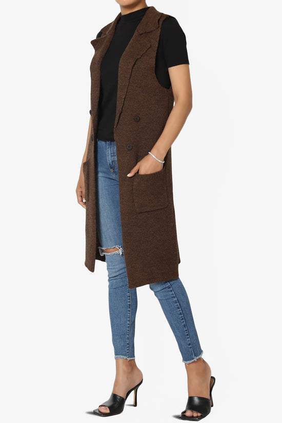 Load image into Gallery viewer, Yaro Sweater Knit Long Vest Gilet BROWN_3
