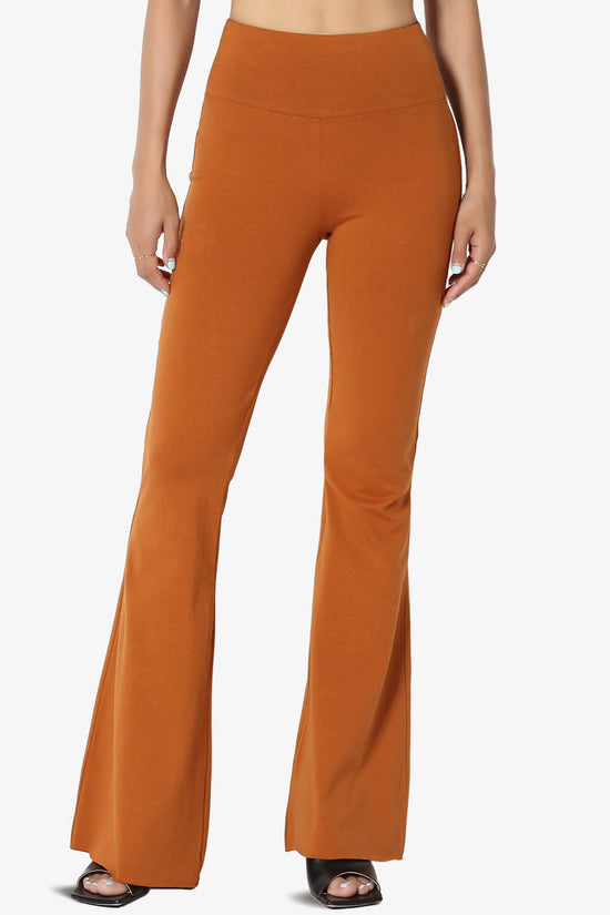 Load image into Gallery viewer, Zaylee Raw Hem Flared Comfy Yoga Pants ALMOND_1
