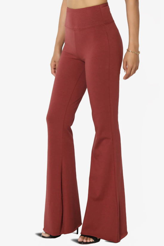 Load image into Gallery viewer, Zaylee Raw Hem Flared Comfy Yoga Pants BRICK_3
