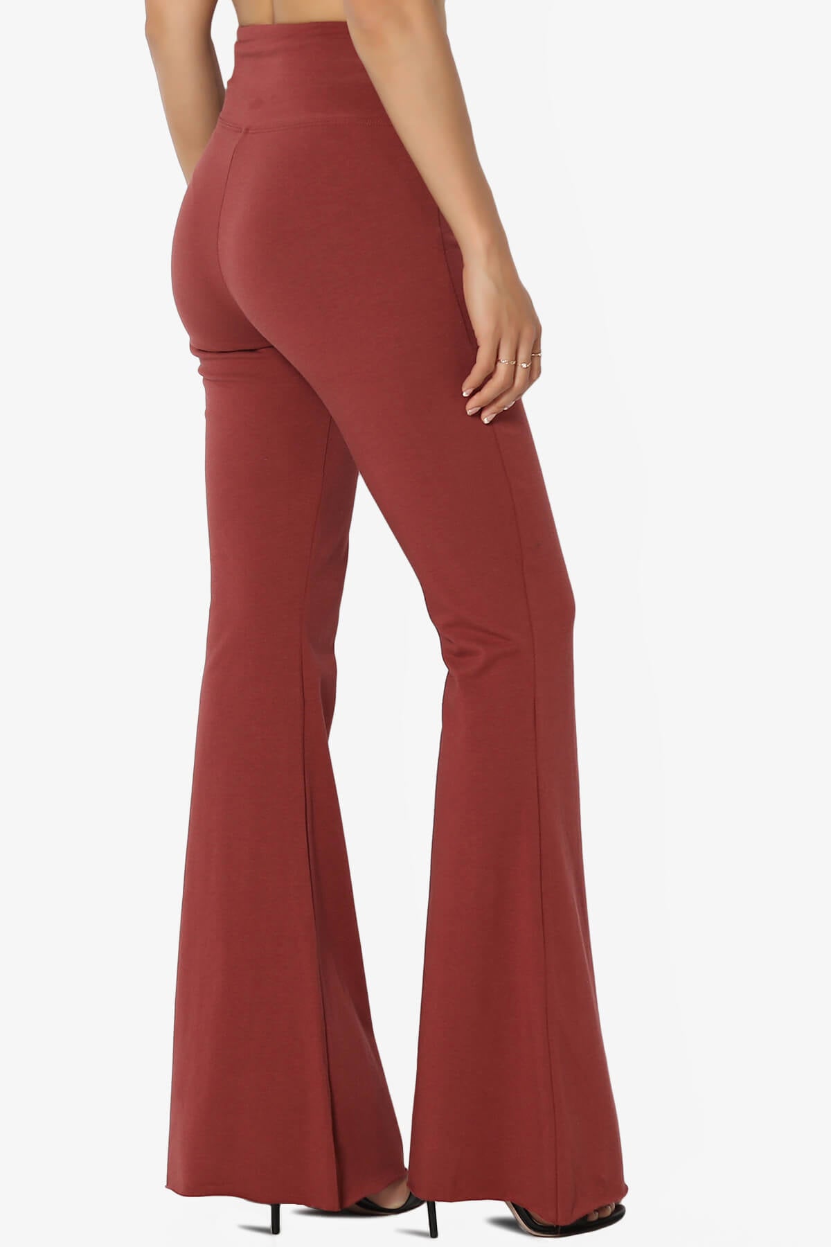 Load image into Gallery viewer, Zaylee Raw Hem Flared Comfy Yoga Pants BRICK_4
