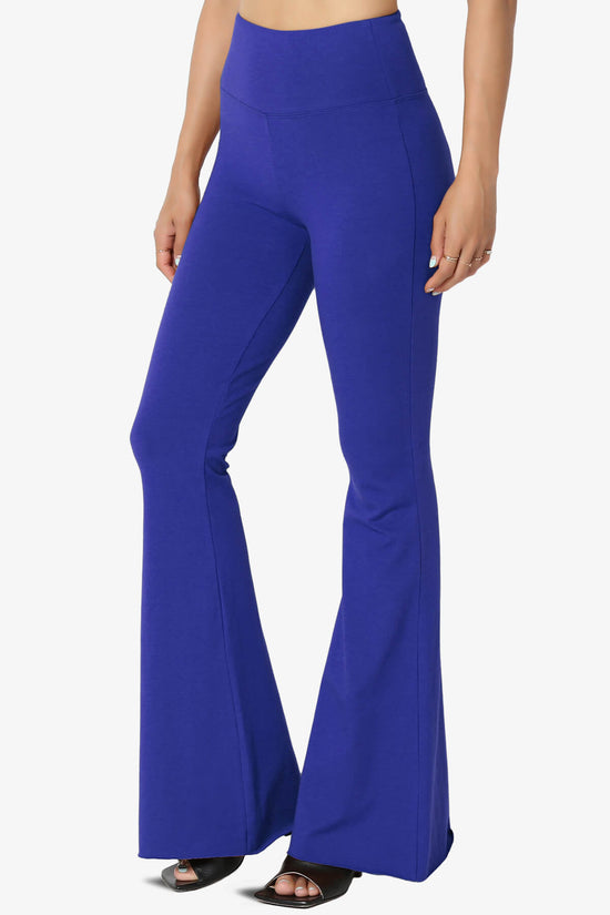 Load image into Gallery viewer, Zaylee Raw Hem Flared Comfy Yoga Pants BRIGHT BLUE_3
