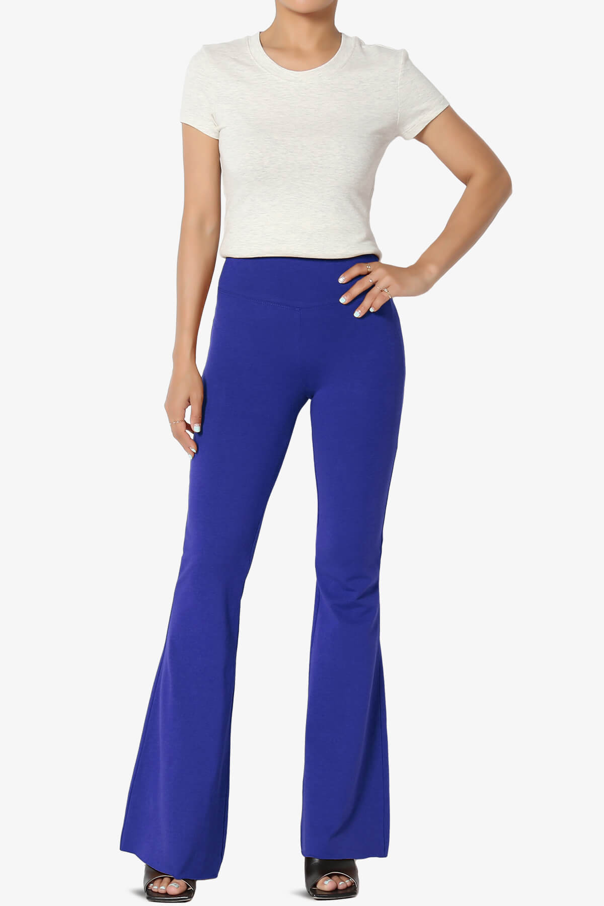 Load image into Gallery viewer, Zaylee Raw Hem Flared Comfy Yoga Pants BRIGHT BLUE_6
