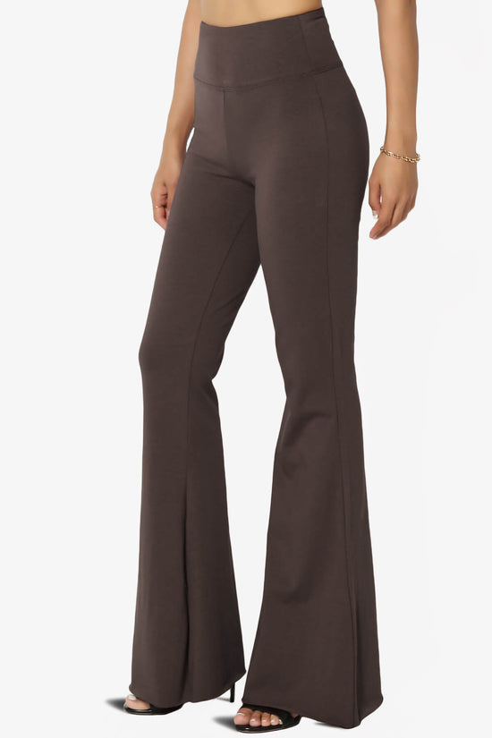 Load image into Gallery viewer, Zaylee Raw Hem Flared Comfy Yoga Pants BROWN_3
