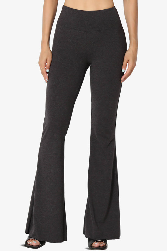 Load image into Gallery viewer, Zaylee Raw Hem Flared Comfy Yoga Pants CHARCOAL_1
