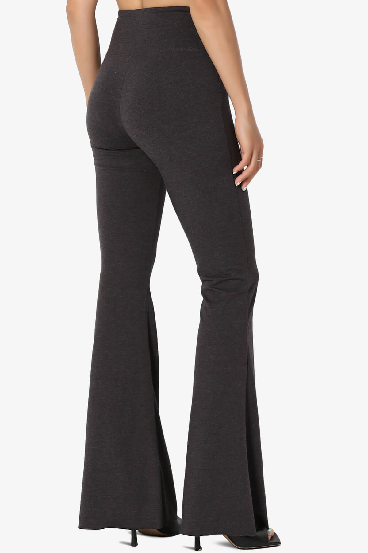 Load image into Gallery viewer, Zaylee Raw Hem Flared Comfy Yoga Pants CHARCOAL_4

