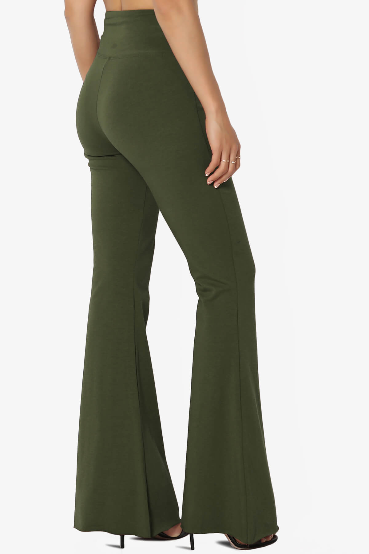 Load image into Gallery viewer, Zaylee Raw Hem Flared Comfy Yoga Pants OLIVE_4
