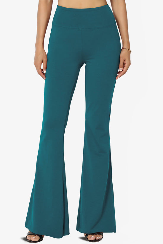 Load image into Gallery viewer, Zaylee Raw Hem Flared Comfy Yoga Pants TEAL_1
