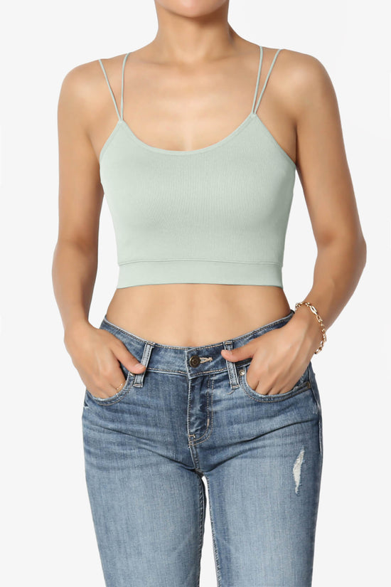 Load image into Gallery viewer, Zippy Skinny Strap Ribbed Seamless Bra Cami LIGHT SAGE_1
