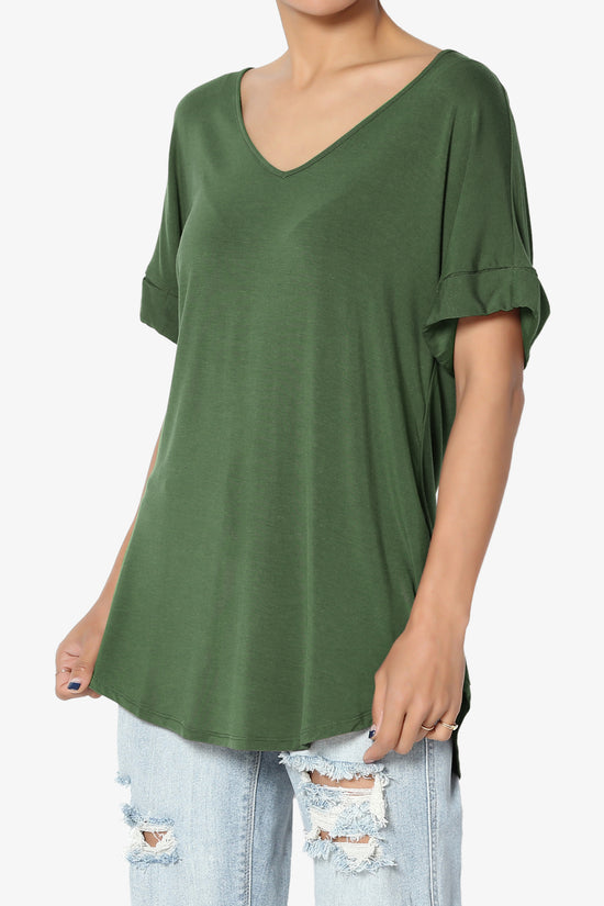 Tracey Wide V-Neck Jersey Top