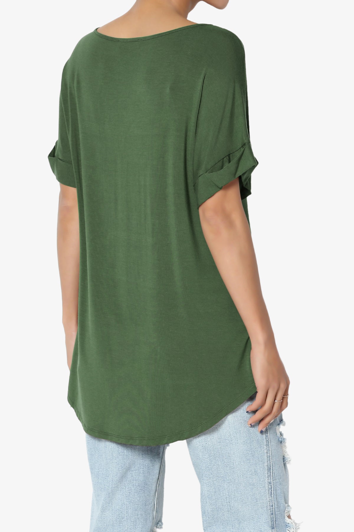 Tracey Wide V-Neck Jersey Top