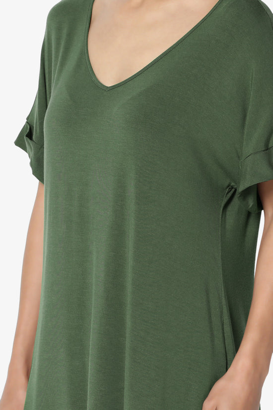 Tracey Wide V-Neck Jersey Top