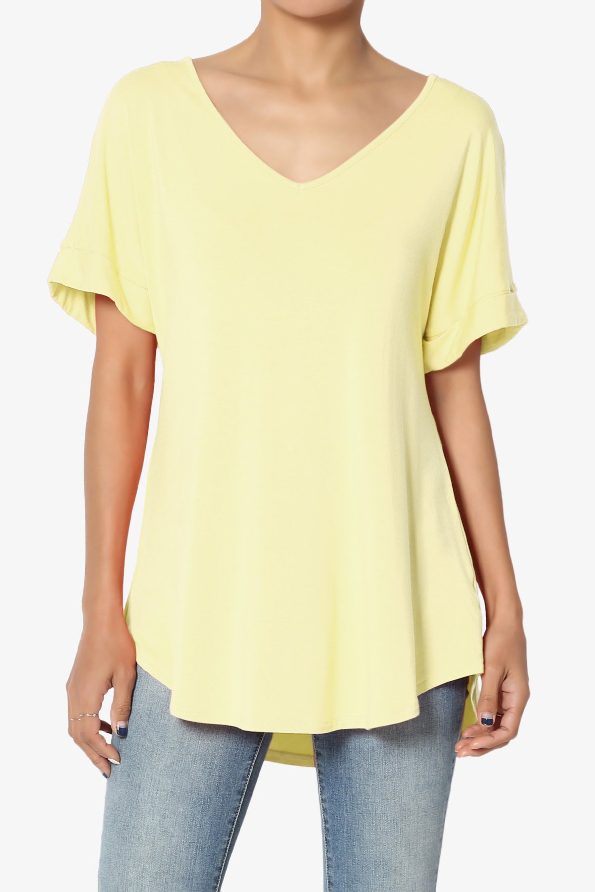 Tracey Wide V-Neck Jersey Top