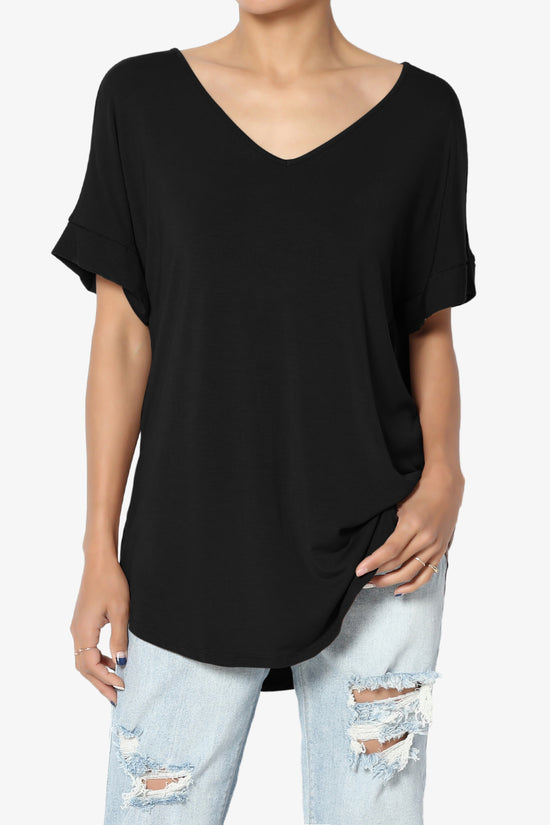 Tracey Wide V-Neck Jersey Top