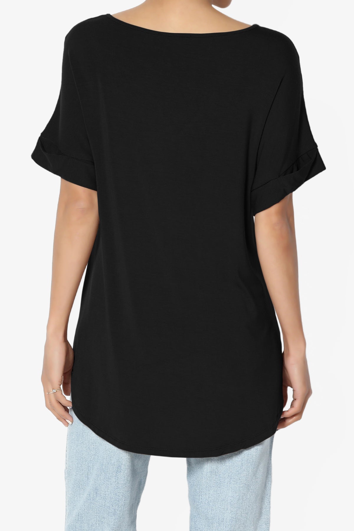 Tracey Wide V-Neck Jersey Top