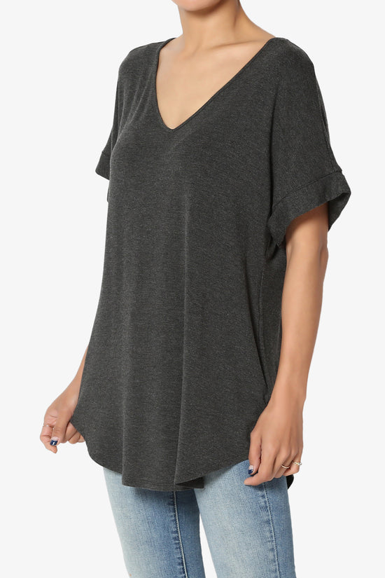 Tracey Wide V-Neck Jersey Top