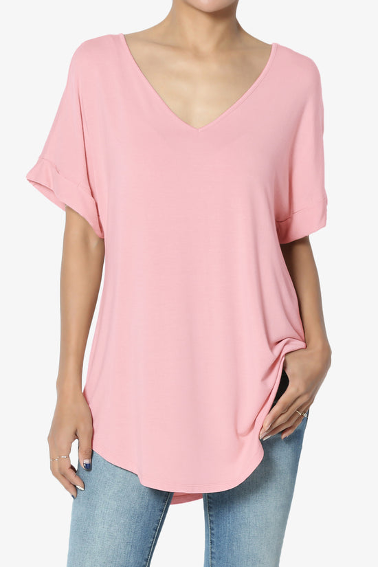 Tracey Wide V-Neck Jersey Top