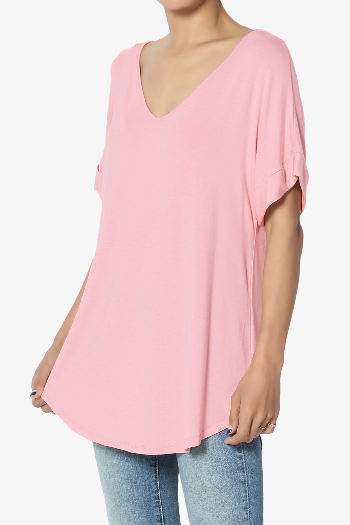 Tracey Wide V-Neck Jersey Top