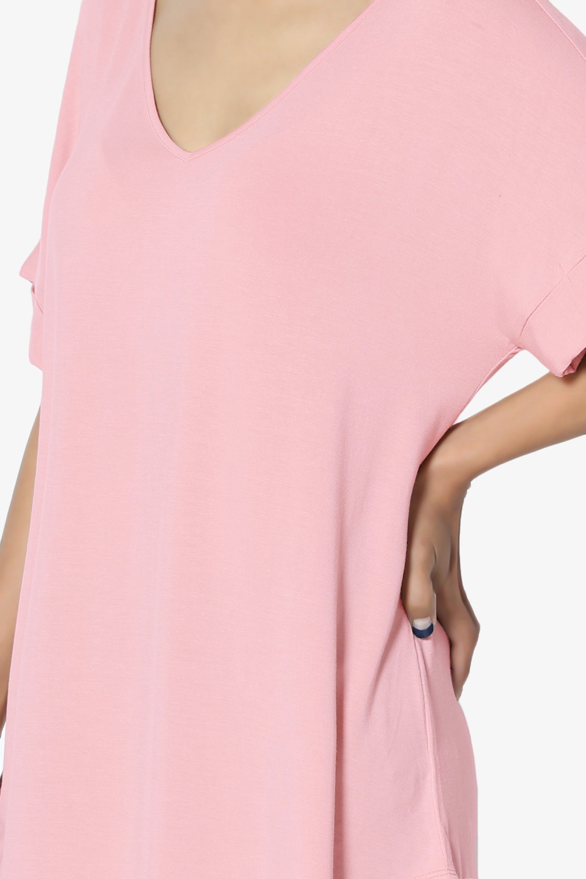 Tracey Wide V-Neck Jersey Top