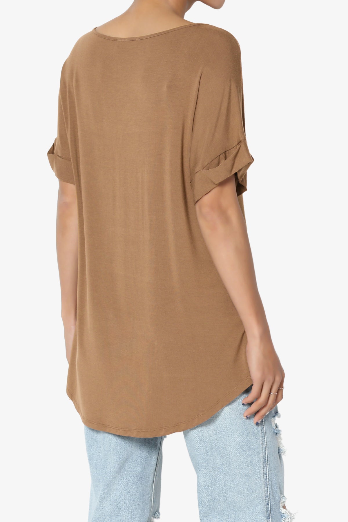 Tracey Wide V-Neck Jersey Top