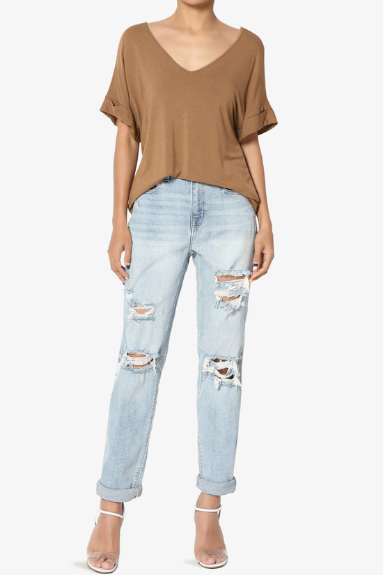 Tracey Wide V-Neck Jersey Top