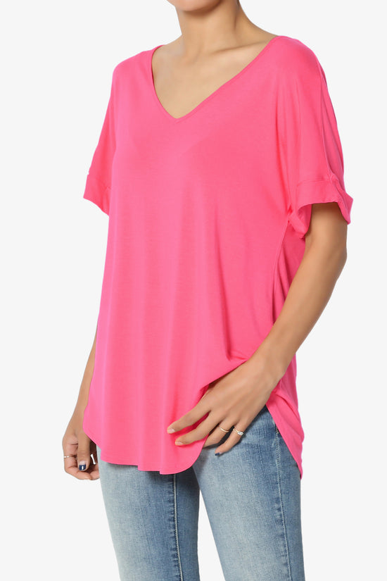 Tracey Wide V-Neck Jersey Top