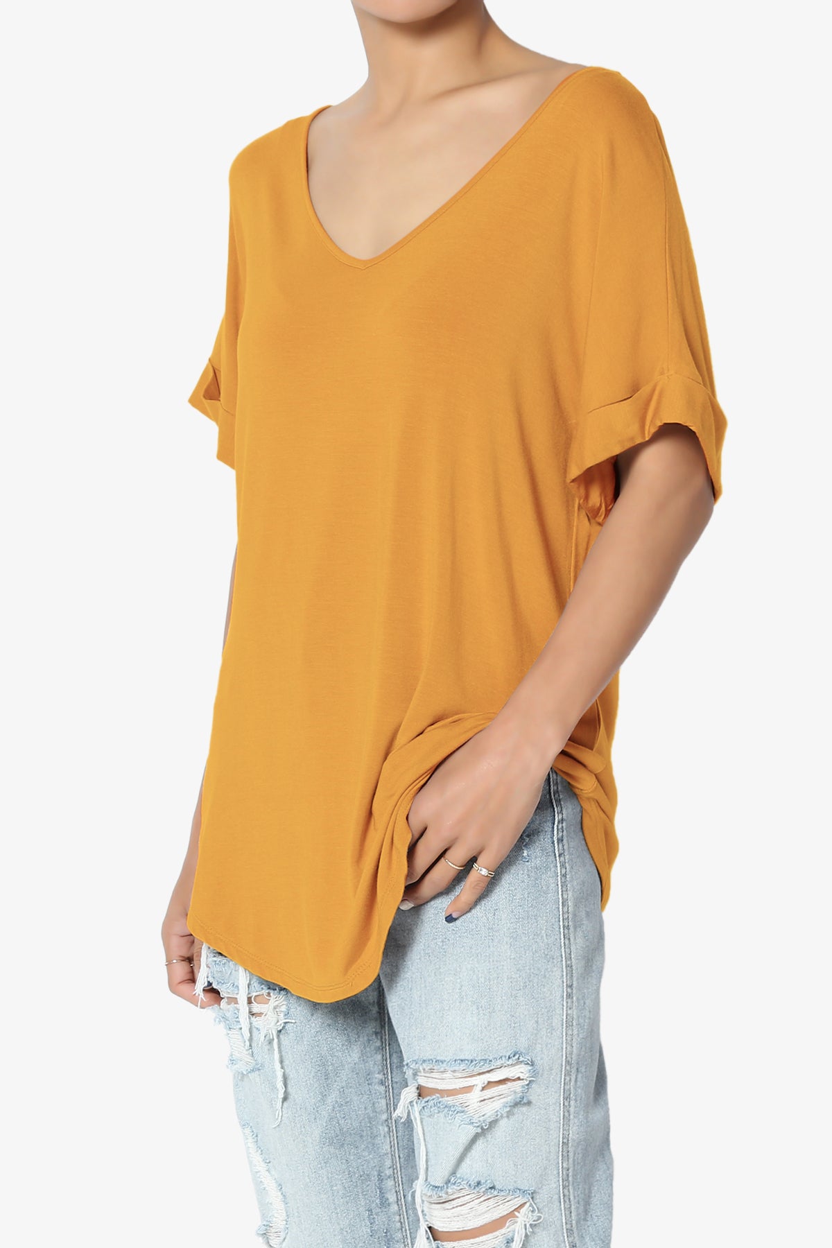 Tracey Wide V-Neck Jersey Top