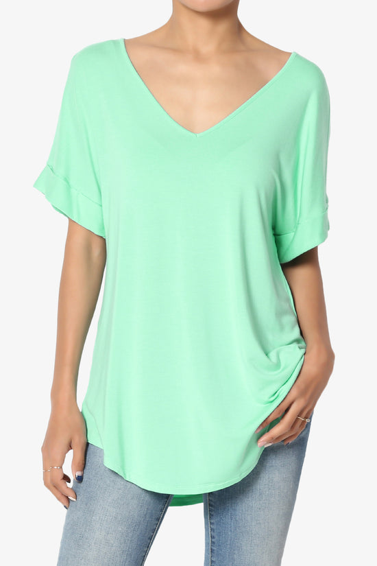 Tracey Wide V-Neck Jersey Top