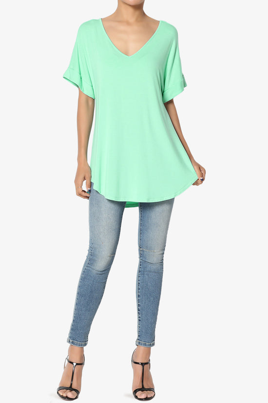 Tracey Wide V-Neck Jersey Top