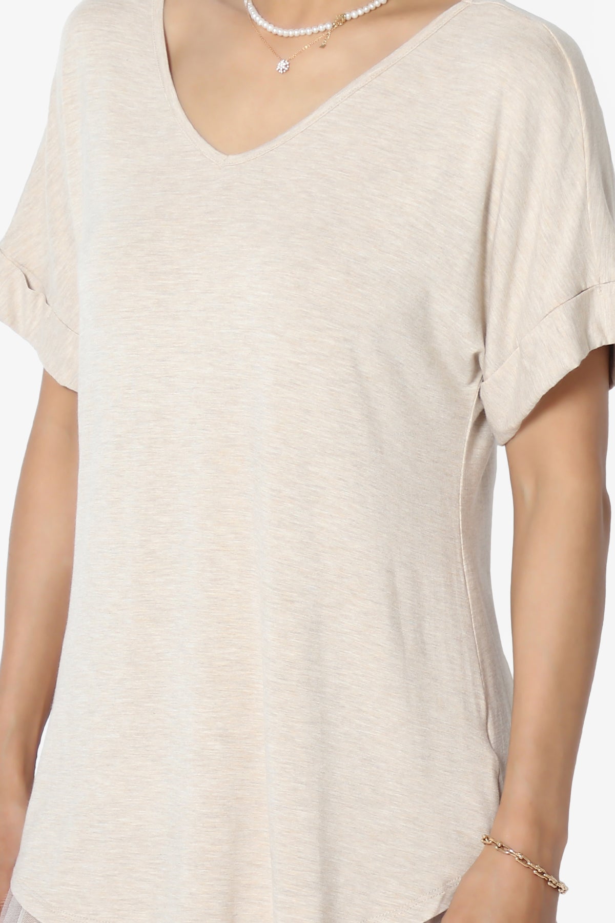 Tracey Wide V-Neck Jersey Top