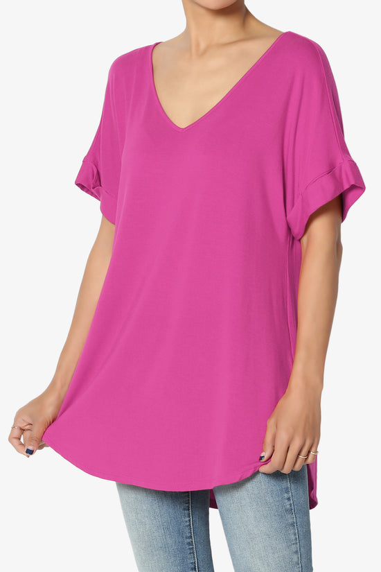 Tracey Wide V-Neck Jersey Top MORE COLORS