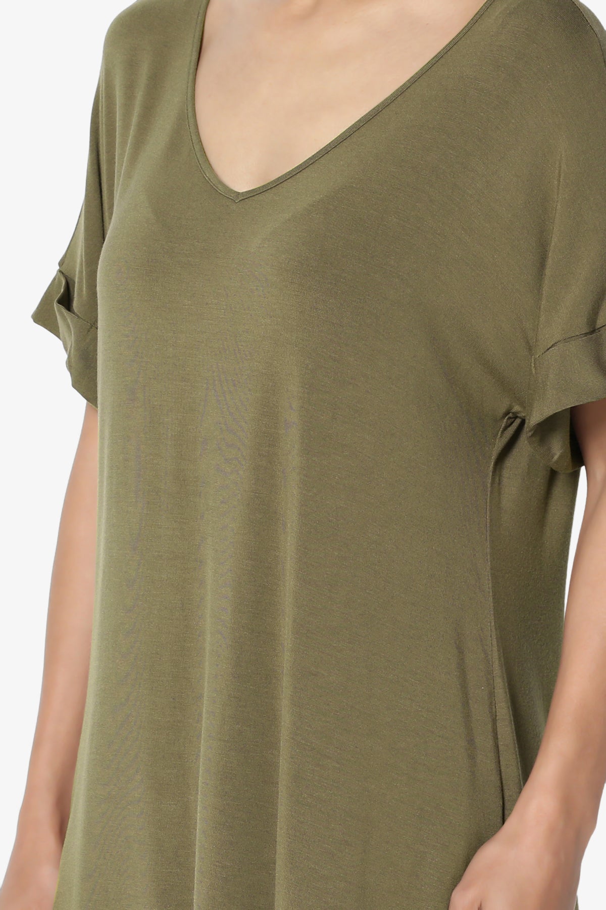 Tracey Wide V-Neck Jersey Top MORE COLORS