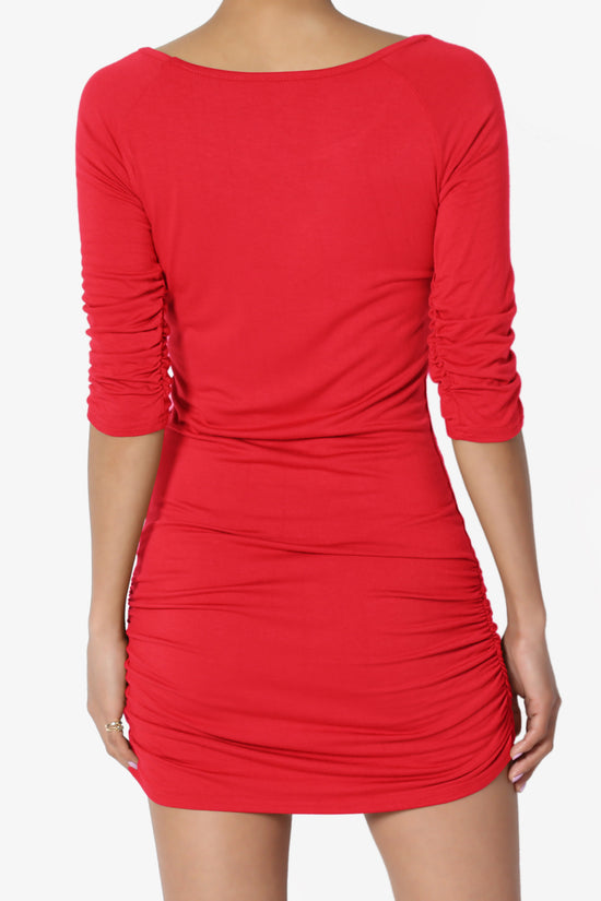 Load image into Gallery viewer, Havana 3/4 Sleeve Ruched Tunic - TheMogan
