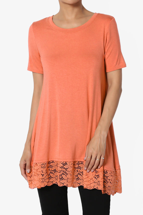 Load image into Gallery viewer, Nason Short Sleeve Lace Hem Tunic ASH COPPER_1
