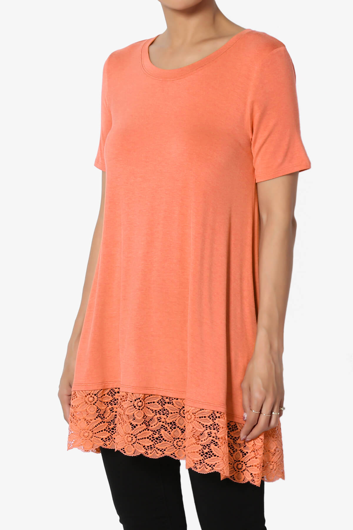 Load image into Gallery viewer, Nason Short Sleeve Lace Hem Tunic ASH COPPER_3
