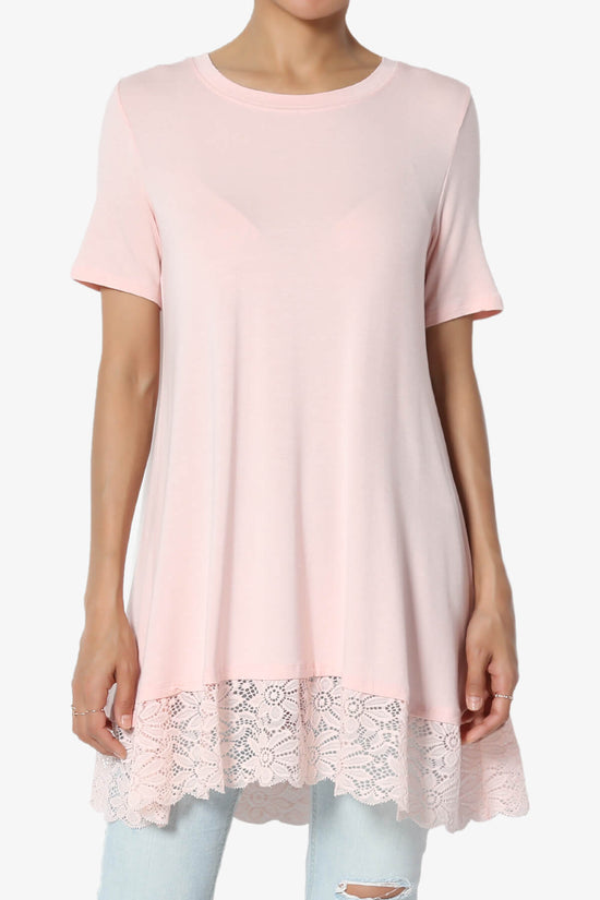 Load image into Gallery viewer, Nason Short Sleeve Lace Hem Tunic DUSTY CORAL_1
