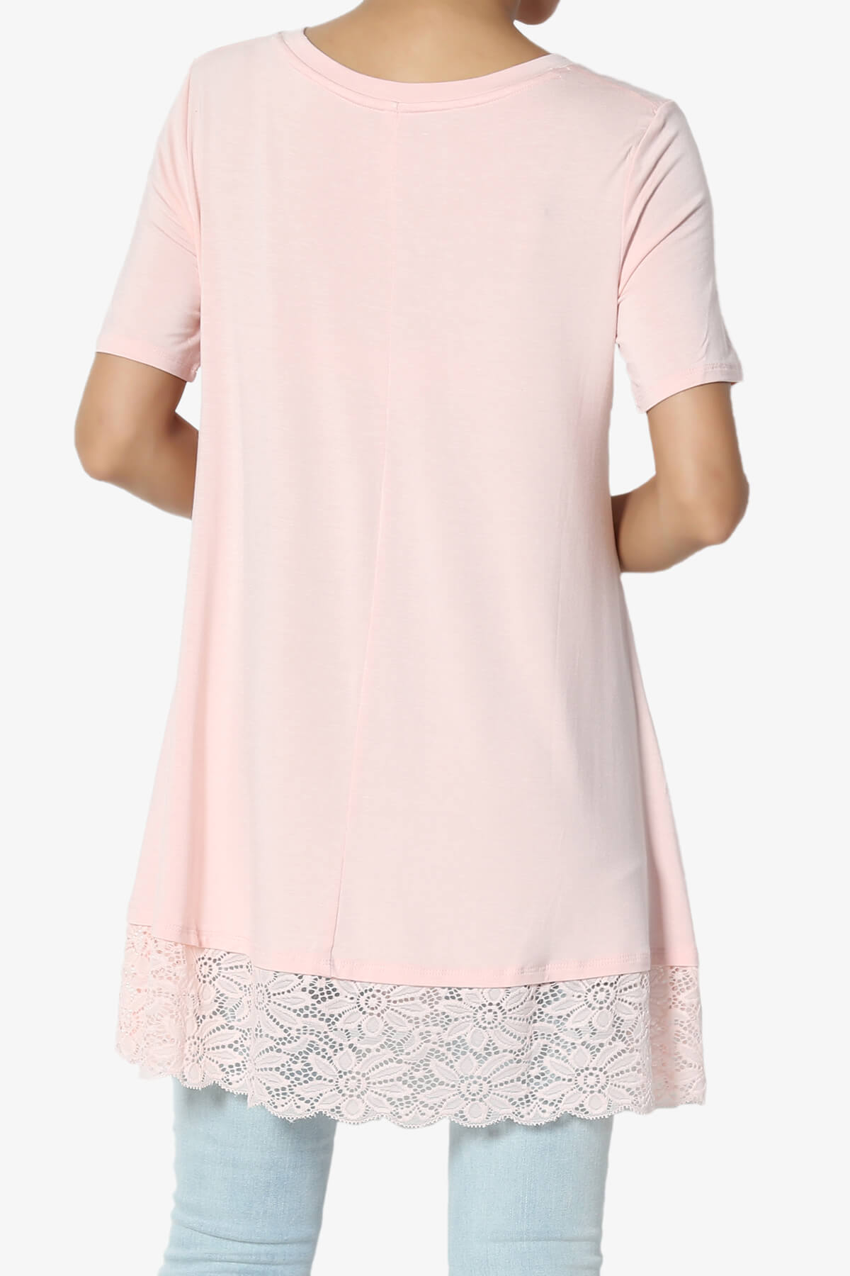 Load image into Gallery viewer, Nason Short Sleeve Lace Hem Tunic DUSTY CORAL_2
