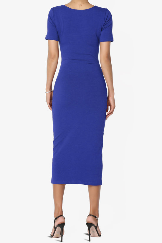 Fontella Short Sleeve Square Neck Bodycon Dress BRIGHT BLUE_2