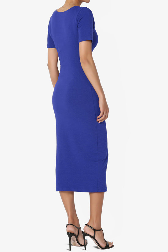 Fontella Short Sleeve Square Neck Bodycon Dress BRIGHT BLUE_4