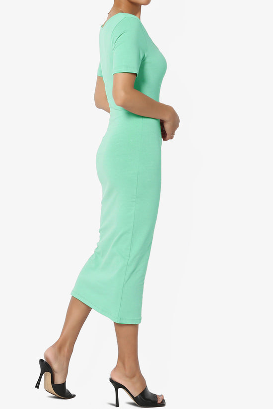 Load image into Gallery viewer, Fontella Short Sleeve Square Neck Bodycon Dress MINT_4
