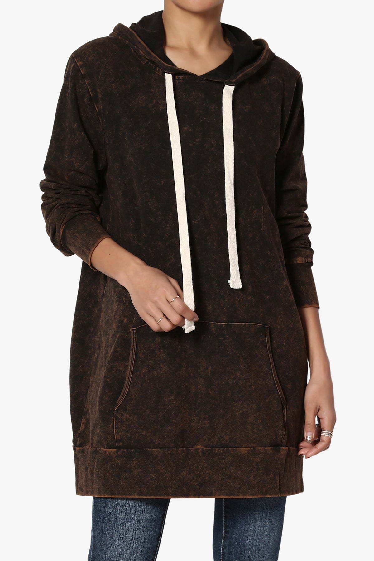 Load image into Gallery viewer, Trophy Acid Wash Hoodie Tunic BROWN_1
