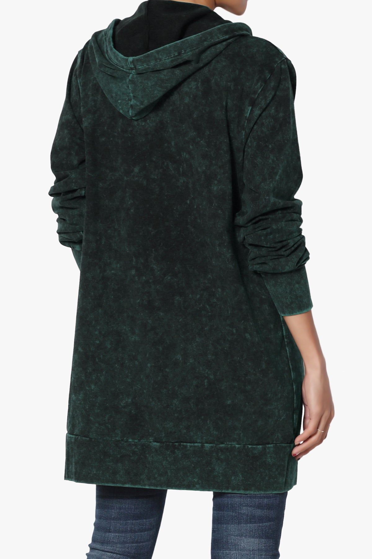 Load image into Gallery viewer, Trophy Acid Wash Hoodie Tunic FOREST GREEN_2

