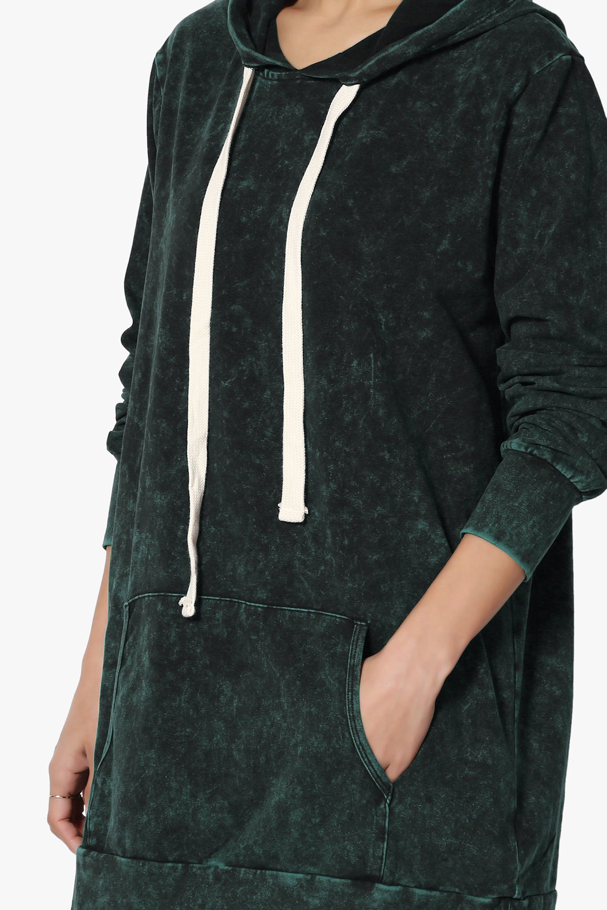 Load image into Gallery viewer, Trophy Acid Wash Hoodie Tunic FOREST GREEN_5
