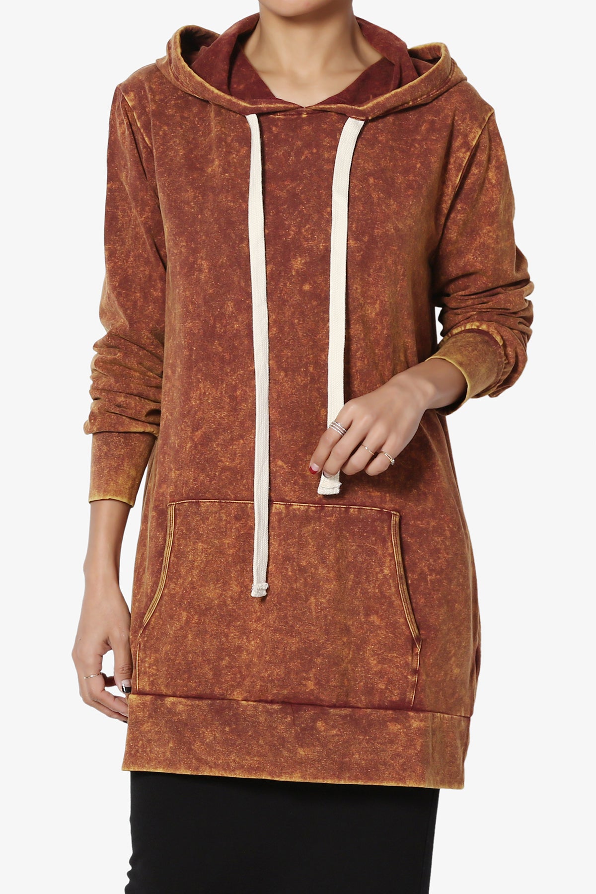 Load image into Gallery viewer, Trophy Acid Wash Hoodie Tunic GOLDEN MUSTARD_1
