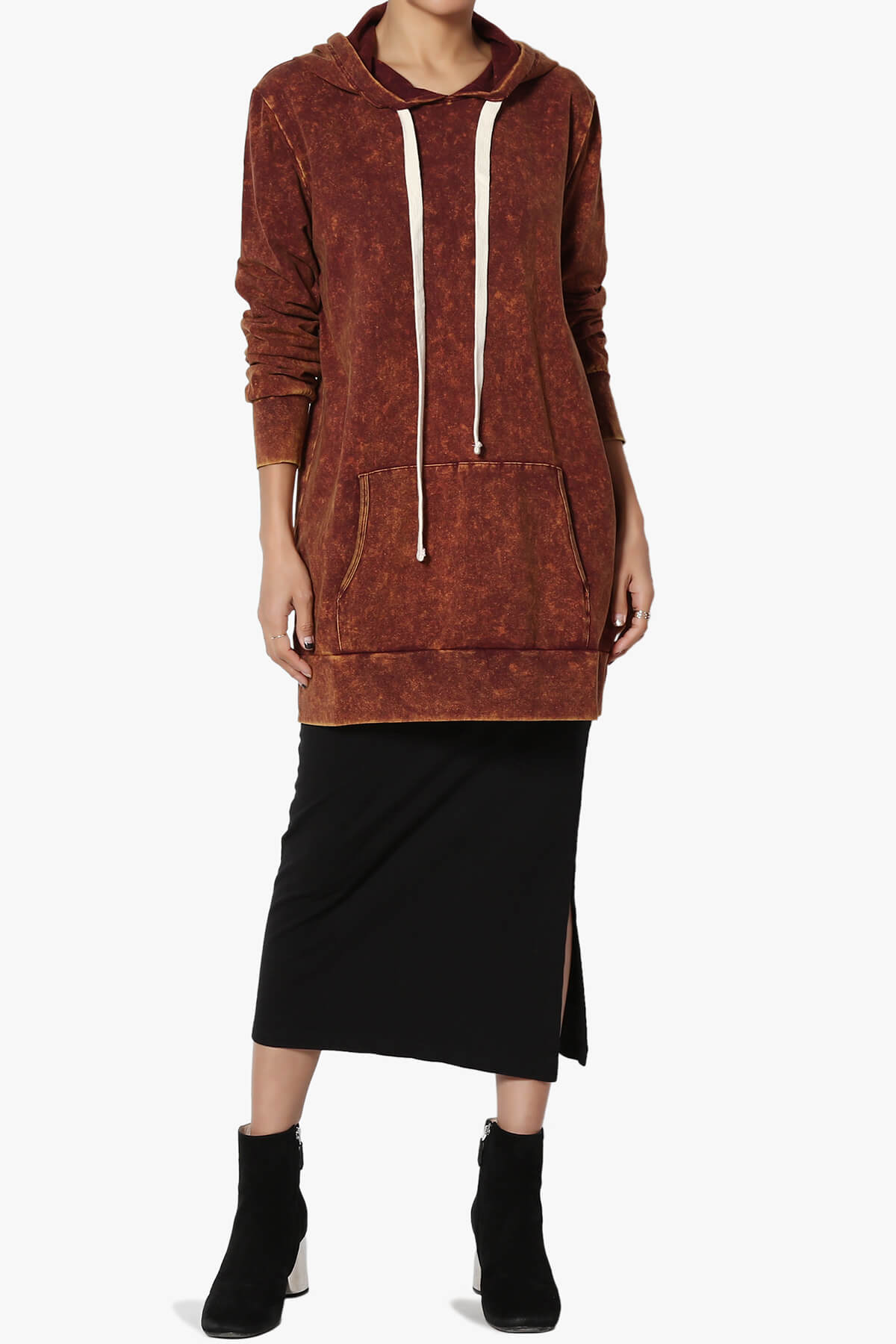 Load image into Gallery viewer, Trophy Acid Wash Hoodie Tunic RUST_6
