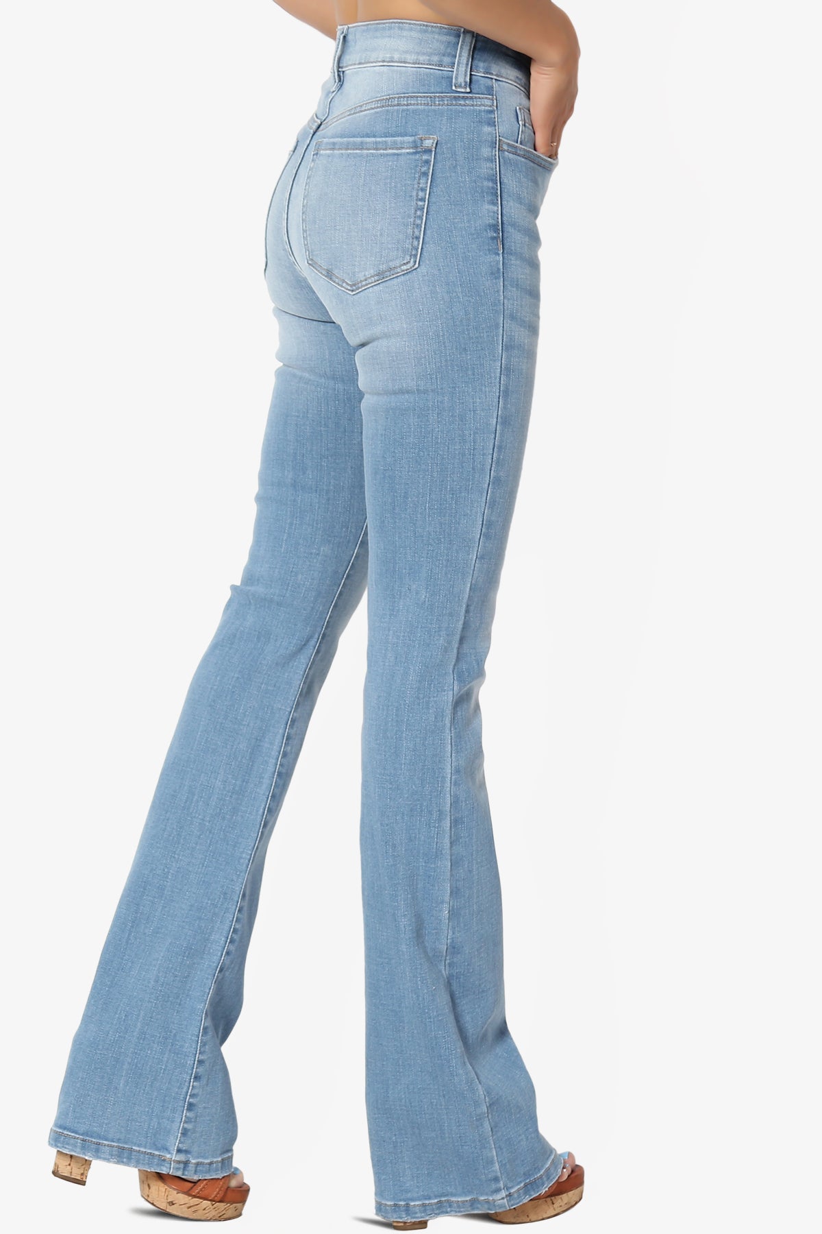 Clyde Washed Mid Rise Boot Cut Jeans in Light