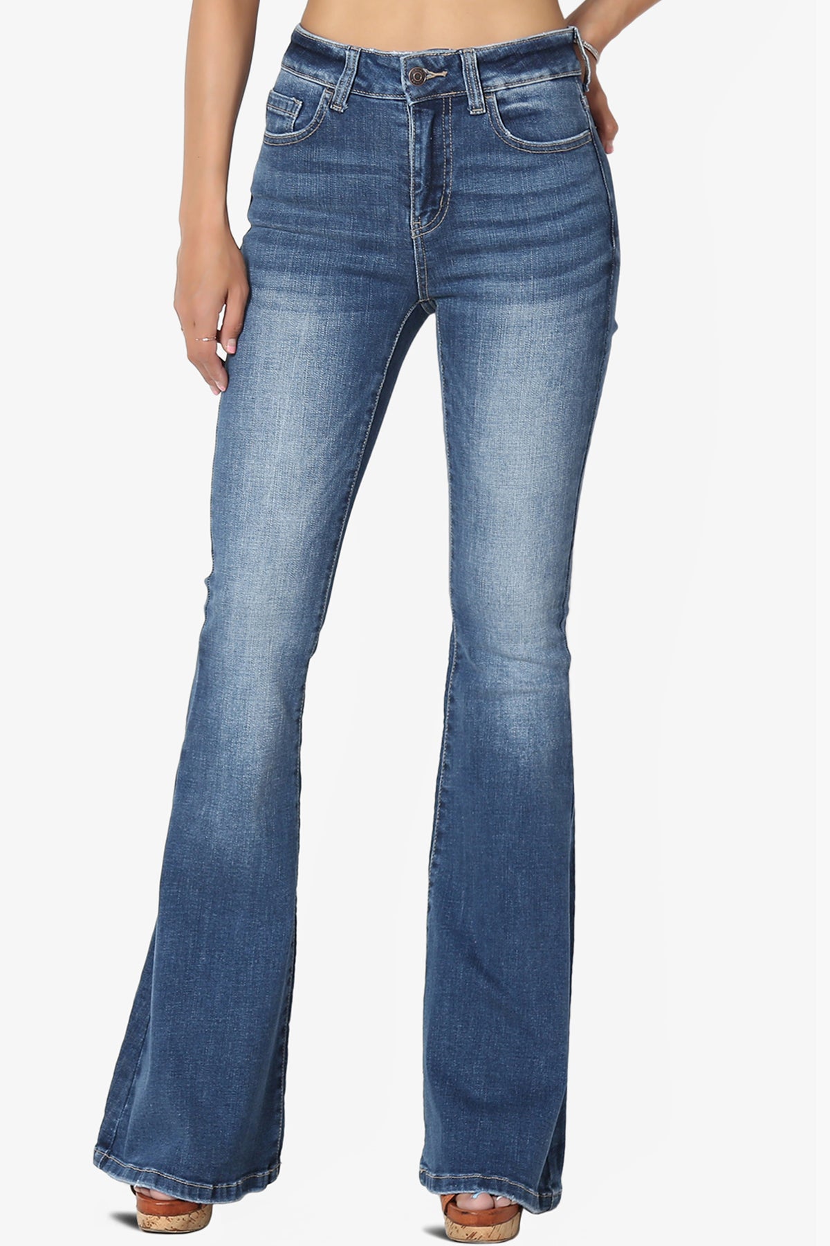 Pastry Washed High Rise Flared Jeans in Dark